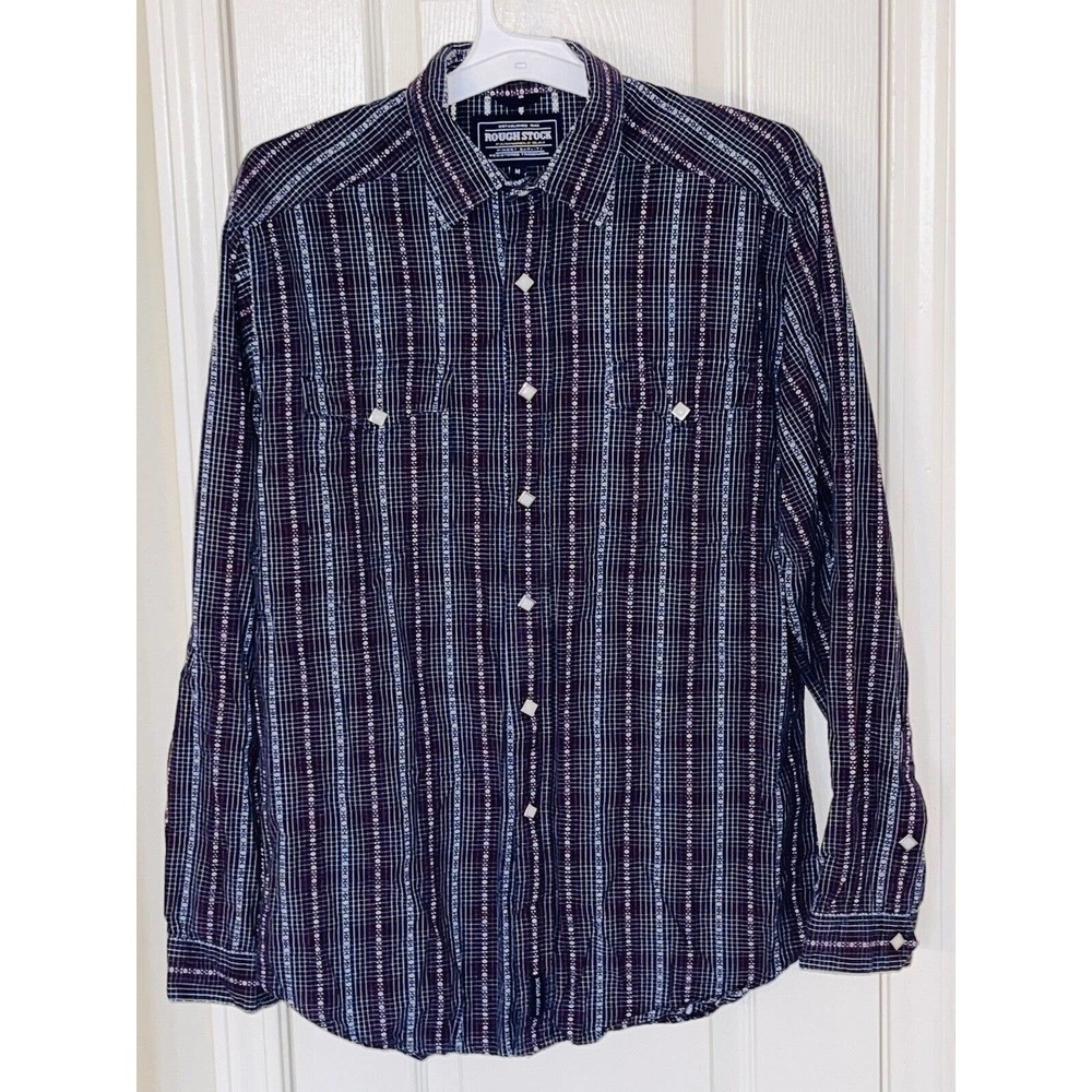 Women’s Rough Stock Panhandle Slim Western Pearl Snaps Button Down Shirt Medium